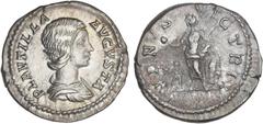 ROMAN COINS: ROMAN EMPIRE Roman Coins Denario. Acuñada el 202-212 d.C. PLAUTILLA. Anv.: PLAVTILLA AVGVSTA. Busto de Plautilla a derecha. Rev.: VENVS VICTRIX. Venus a izquierda, cupido delante. 3,35 gr