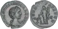 ROMAN COINS: ROMAN EMPIRE Roman Coins As. Acuñada el 249-251 d.C. HERENNIA ETRUSCILLA. BELLA, ESCASA ASÍ. Procedente de la colección Scipio. Anv.: HERENNIA ETRUSCILLA AVG. Busto diademado y drapeado a