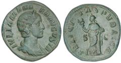 ROMAN COINS: ROMAN EMPIRE ROMAN COINS: ROMAN EMPIRE Roman Coins Sestercio. Acuñada el 235 d.C. JULIA MAMAEA. Anv.: IVLIA MAMAEA AVGVSTA. Busto diademado a derecha. Rev.: FELICITAS PVBLICA S. C. Felici