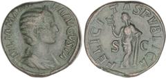 ROMAN COINS: ROMAN EMPIRE ROMAN COINS: ROMAN EMPIRE Roman Coins Sestercio. Acuñada el 235 d.C. JULIA MAMAEA. Anv.: IVLIA MAMAEA AVGVSTA. Busto diademado a derecha. Rev.: FELICITAS PVBLICA S. C. Felici