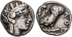 GREEK COINS GREEK COINS Ancient Greece Tetradracma. 449-413 a.C. ATENAS. ATICA. Anv.: Cabeza de Atenea a derecha con casco adornado con rama de olivo. Rev.: Lechuza en pie a derecha, con creciente y r