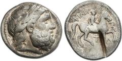 GREEK COINS GREEK COINS Ancient Greece Tetradracma. 359-336 a.C. FILIPO II. AMPHIPOLIS. MACEDONIA. Anv.: Cabeza de Zeus laureado a derecha. Rev.: Jinete marchando a derecha, debajo espiga de trigo. 13