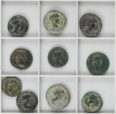 ROMAN COINS: ROMAN EMPIRE ROMAN COINS: ROMAN EMPIRE Roman Empire Lots Lote 10 monedas cobre. AUGUSTO, CLAUDIO, NERÓN, NERVA, ALEJANDRO SEVERO, FAUSTINA MADRE y HERENNIA ETRUSCILLA. AE. Incluye sesterc