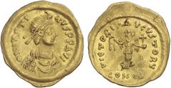 BYZANTINE COINS Byzantine Coins Tremisis. 527-565 d.C. JUSTINIANO I. CONSTANTINOPLA. Anv.: D. N. IVSTINIANVS P. P. AVG. Busto diademado a derecha. Rev.: VICTORIA AVGVSTORVM. En exergo: CONOB. Victoria