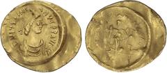 BYZANTINE COINS Byzantine Coins Tremisis. 527-565 d.C. JUSTINIANO I. CONSTANTINOPLA. Anv.: D. N. IVSTINIANVS P. P. AVG. Busto diademado a derecha. Rev.: (VICTORIA AVGVSTORVM). En exergo: CONOB. Victor