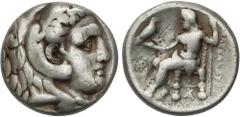 GREEK COINS Ancient Greece Tetradracma. 336-323 a.C. ALEJANDRO MAGNO. MACEDONIA. Anv.: Cabeza de Hércules con piel de león a derecha. Rev.: Zeus entronizado a izquierda, debajo A, DELANTE MONOGRAMA. 1