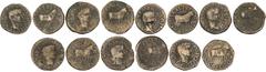 CELTIBERIAN COINS Celtiberian Coins Lote 7 monedas As. 14-36 d.C. ÉPOCA DE TIBERIO. CALAGURRIS (CALAHORRA, La Rioja). Anv.: TI. CAESAR DIVI. AVG. F. AVGVSTVS. Cabeza laureada de Tiberio a derecha. Rev