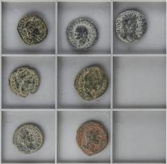 ROMAN COINS: ROMAN EMPIRE Roman Coins Lote 7 monedas As a Sestercio. AE. Incluye un as hispánico de Celse y seis cobres romanos (Vespasiano, Faustina, Antonino Pío, Maximiano, etc.). A EXAMINAR. BC+ a