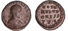 ROMAN COINS Crispus - Nummus (316-326, Thessalonique) A/ CRISPVS NOBIL CAES Buste lauré et cuirassé à droite. R/ VOT V MVLT CAESS // TSЄ en quatre lignes. SUP C.190-RIC VII 38 Ae ; 3.34 gr ; 19 mm