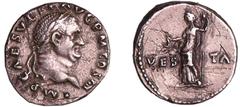 ROMAN COINS Vespasien - Denier (72, Rome) - Vesta A/ IMP CAES VESPASIAN PM COS IIII. Buste lauré à droite. R/ VESTA. Vesta debout à gauche, tenant le simpule. TTB+ RSC.574 (2f)-RCV.2316 ($336)-RIC.50 