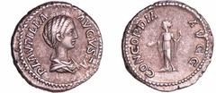 ROMAN COINS Plautille - Denier (202, Rome) - La Concorde A/ PLAVTILLA AVGVSTA. Buste nu à droite. R/ CONCORDIA AVGG La Concorde debout à gauche tenant une patère et un sceptre. TTB+ RSC.2 (4f)-RCV.706