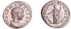 ROMAN COINS Julia Mamée - Denier (222, Rome) - Junon A/ IVLIA MAMAEA AVG Buste nu à droite. R/ IVNO CONSERVATRIX. Junon diadémée et voilée à gauche, tenant une patère et un sceptre. A ses pieds, un pa