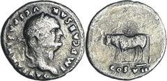 ROMAN COINS Vespasien - Denier (77-78, Rome) - Attelage de bœufs A/ IMP CAESAR VESPASIANVS AVG Buste de Vespasien à droite. R/ COS VIII. Deux bœufs à gauche, attelés à une charrue. TB RSC.133-RCV.2289