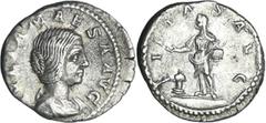 ROMAN COINS Julia Maésa - Denier (218-220, Rome) - La Piété A/ IVLIA MAESA AVGVSTA. Buste diadémé et drapé à droite. R/ PIETAS AVG La Piété debout à gauche, auprès d'un autel paré et allumé, levant la