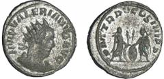 Valérien - Antoninien (257, Antioche) A/ IMP VALERIANVS AVG. Buste radié et drapé à droite. R/ P M TR P V COS IIII P P. Valérien et Gallien face à face, appuyés sur leur bouclier. Dans le champ, deux 