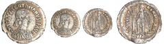 Valentinien III - 1/2 silique (425-455, Ravenne) A/ DN PLA VALENTINIANVS PF AVG Buste diadémé à droite. R/ GLORIA ROMANORVM // RVPS la Victoire debout à gauche tenant une croix. Une étoile dans le cha