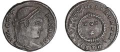 ROMAN IMPERIAL COINS Crispus - Nummus (323-324, Treves) A/ IVL CRISPVS NOB C Tête laurée à droite. R/ CAESARVM NOSTRORVM VOT X // STR dans une couronne de laurier. TTB+ C.44 Ae ; 2.99 gr ; 18 mm