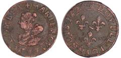 FEUDAL COINS Dombes - Marie de Montpensier - Denier tournoi 1620 (Trévoux) essai en argent A/ MARIE. SOVVE. DE. DOMBES. Buste habillé à gauche de Marie de Bourbon-Montpensier, portant une large coller