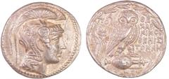 GREEK COINS Attique - Athènes - Tétradrachme de style nouveau (136-5 av. J-C) A/ Tête d'Athéna à droite, coiffée du casque attique à cimier, orné d'un griffon bondissant. R/ ΑΘΕ / ΠΟΛVXAΡ/ NIKO / ΘΕMΙ
