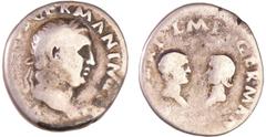 ROMAN COINS Vitellius et ses enfants - Denier (69, Rome) A/ A VITELLIVS GERMAN IMP TR P Tête laurée à droite. R/ LIBERI IMP GERMAN Buste en regard de son fils et de sa fille RR TB C.5 (100f)-RCV.2233 