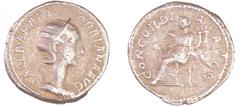 ROMAN COINS Orbiane - Denier (225, Rome) - La Concorde A/ SALL BARBIA ORBIANA AVG Buste diadémé à droite. R/ CONCORDIA AVGG. La Concorde assise à gauche, tenant une patère et une double corne d'abonda