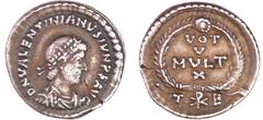 ROMAN COINS Valentinien II - Silique (3375-392, Thessalonique) A/ D N VALENTINI-ANVS P F AVG Buste diadémé, drapé et cuirassé à droite. R/ VOT - V - MVLT - X // T(monogramme)E Légende en quatre lignes