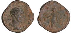 ROMAN COINS Trajan Dèce - Sesterce (251, Rome) - La Dacie A/ IMP C M Q TRAIANVS DECIVS AVG Buste lauré et drapé à droite. R/ DACIA // S C La Dacie debout à gauche, tenant une enseigne militaire. TTB C