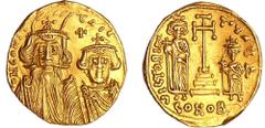 BYZANTINE COINS Constans II - Solidus (641-668, Constantinople) A/ d N CON-TANST P. Bustes couronnés de face de Constans II et de Constantin IV, vêtus de la chlamyde, une croisette au milieu. Constans