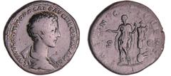 ROMAN COINS Commode - Sesterce (175-176, Rome) A/ L AVREL COMMODO CAES AVG FIL GERM SARM Tête nue à droite. R/PRINC IVVENT Commode debout à gauche tenant un rameau etun sceptre, derrière lui un trophé