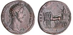 ROMAN COINS Commode - Sesterce (193, Rome) A/ M COMMODVS ANTON AVG PIVS Tête laurée à droite. R/ P M TR P VIII IMP VI COS IIII P P // S C Commande dans un quadrige. R TTB+ C.910 (20f)-RCV.5822 ($1000)