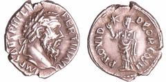 ROMAN COINS Pertinax - Denier (193, Rome) - La Providence A/ IMP CAES P HELV PERTIN AVG Buste nu et lauré à droite. R/ PROVID DEOR COS II La providence debout à gauche. SUP C.43 (60f)-RCV.6046 ($1800)
