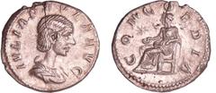 ROMAN COINS Julia Paula - Denier (220, Rome) - La Concorde A/ IVLIA PAVLA AVG Buste nu et drapé à droite. R/ CONCORDIA. La Concorde assise à gauche, tenant une patère. Une étoile devant le siège. TTB+