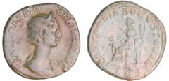 ROMAN COINS Orbiane - Sesterce (225, Rome) - La Concorde A/ SALL BARBIA ORBIANA AVG Buste diadémé à droite. R/ CONCORDIA AVGVSTORVM. La Concorde assise à gauche, tenant une patère et une double corne 
