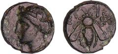 GREEK COINS Ionie - Ephèse - Bronze (280-250 av. J.-C.) A/ Tête de femme. R/ Abeille de face. TTB GC.4409 Br ; 1.59 gr ; 11 mm (50 EUR)