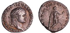 ROMAN COINS Titus - Denier (79, Rome) - Vénus A/ IMP TITVS CAES VESPASIAN AVG P M. Tête laurée à droite. R/ TR P VIIII IMP XV COS VII P P Vénus debout à droite, vue de dos appuyée sur une colonne et t