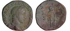 ROMAN COINS Alexandre Sévère - Sesterce (232, Rome) - L'Espérance A/ IMP ALEXANDER PIVS AVG Buste lauré à droite. R/ SPES PVBLICA // SC. L'Espérance marchant à gauche, tenant une fleur et relevant sa 