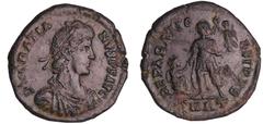 ROMAN COINS Gratien - Maiorina pecunia (378-383) A/ D N GRATIANVS P F AVG Buste diadémé et drapé à droite. R/ REPARTIO REIPVB. Gratien debout à gauche, relevant une femme tourelée assise, tenant un gl