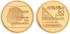 Gold coins - mail bid sale Gold coins - mail bid sale - Aruba - 50 Florin 1991 'Status Aparte' - Gold - Proof