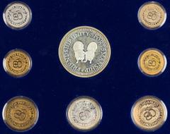 Medals Netherlands Stedenpenningen - Arnhem-Veenendaal 1980 - complete set 'Olympics for the Disabled Holland 1980' (K/M206-213) cont. bronze 1 & 5 Olympic Florin, silver 10, 25 & 50 Olympic Florin an