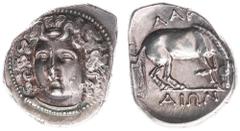 Ancient coinage / Greece Illyria and Central Greece - Thessaly - Larissa - AR Drachm (c. 356-342 BC, 6.11g) - Head of the nymph Larissa three-quarter facing left., wearing ampyx and necklace / ΛΑΡΙΣ-Α