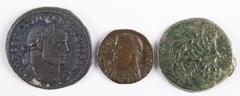 Ancient coins in lots - - Miscellaneous coinage Ancient coins in lots - - Miscellaneous coinage - A small lot with 3 ancient coins: Diocletianus (284-305) AE Follis (Heraclea c. AD 296, 7.60g) - IMP C