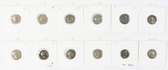 Ancient coins in lots - Roman coinage Ancient coins in lots - Roman coinage - A nice collection of Roman Denarii: Domitianus (Minerva with spear and shield, RIC II 147), Hadrianus (Genius COS III, RIC