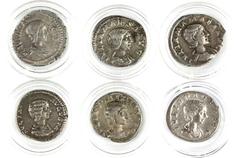 Ancient coins in lots - 6 Roman ladies on Denarii: Julia Domna, Plautilla, Julia Maesa, Julia Soaemias, Julia Paula, Julia Mamaea - avg. a.VF