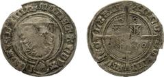 Overijsselse Steden - Deventer Stedelijke muntslag - Witpenning 1472 (Romeins jaartal) (Lev. III-58 / vdCh. 17.19 / FD 24) - VZ Wapen met adelaar en schuin geplaatst wapentje van Oversticht / KZ Wapen
