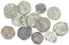 Ancient coins in lots - Lot with 8 Antoniniani (Gordianus, Traianus Decius, Otacilia Severa, etc.) and 4 Denarii (including Traianus and Ant. Pius), added an AR Stater (Lycia?) in worn condition - tot