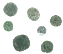 Ancient coins in lots - 7 ancient coins in lot: 2 Antoniniani (Carinus, Antioch, rev. Carus and Carinus standing, RIC 206 and Probus, Ticinum, rev. Sol, RIC 349), 1 Republican Denarius (Cornelius Blas