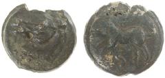 Ancient coins in lots - Lot with 2 replica's (?) of Republican Aes Graves: Anonymous (ca. 280-245 BC), Triens (Horse head right, four pellets below / Horse head left, four pellets below, Craw. 18/3) a