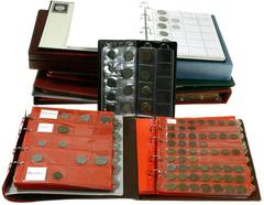 Divers - Verhuisdoos met ca. 9 albums en boeken div. munten wereld, tevens iets Romeins