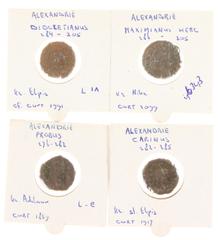 Ancient coins in lots - Small lot of 4 Tetradrachms from Alexandria: Probus, Carinus, Diocletianus and Maximianus, avg. a.VF