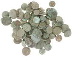 Ancient coins in lots - An uncleaned collection of appr. 90 ancient coins, Alexandrian bronzes as it seems (as a hoard?), straight from the (Egyptian) soil - added more than 30 other (uncleaned) ancie